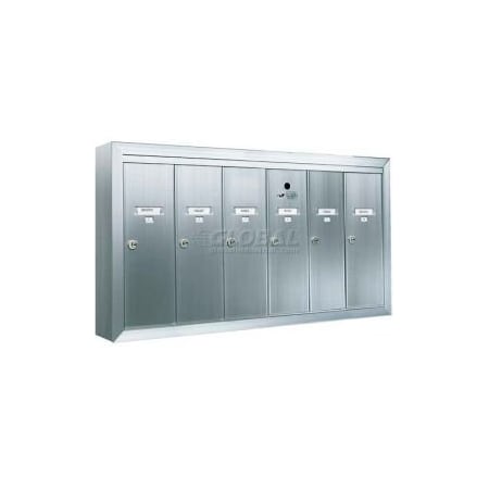Florence Mfg Co Surface Mount Vertical 1250 Series, 6 Door Mailbox, Anodized Aluminum 12506SMSHA